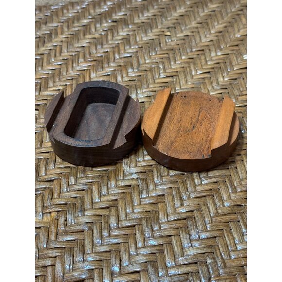 Vintage K. Altman Signed Handmade Wooden Round Puzzle Box - Picture 5 of 8